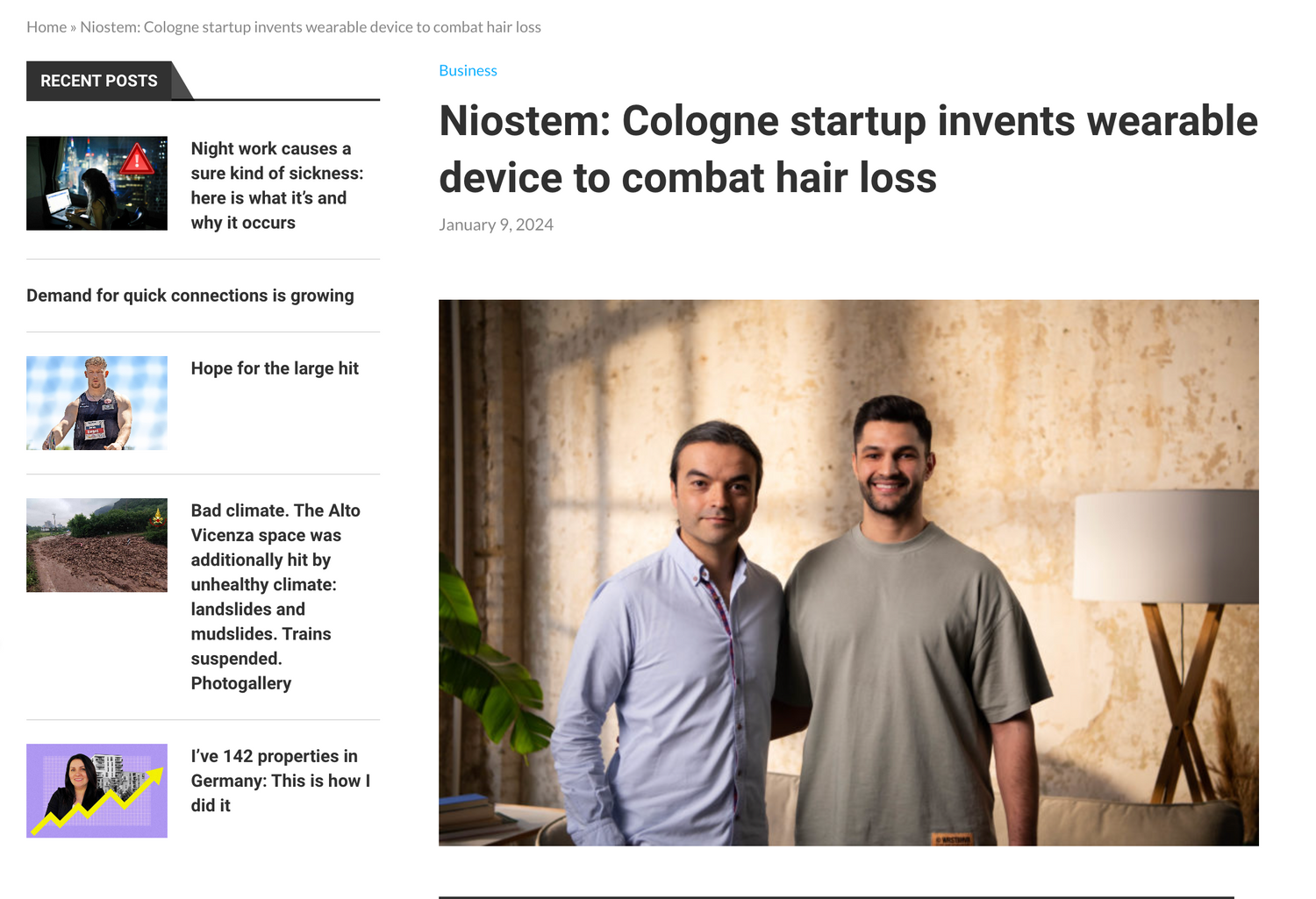 Niostem: Cologne startup invents wearable device to combat hair loss